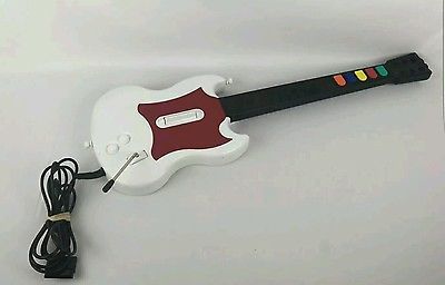 PS2: CONTROLLER - GUITAR HERO - GIBSON - WHITE/RED - WIRED (USED)